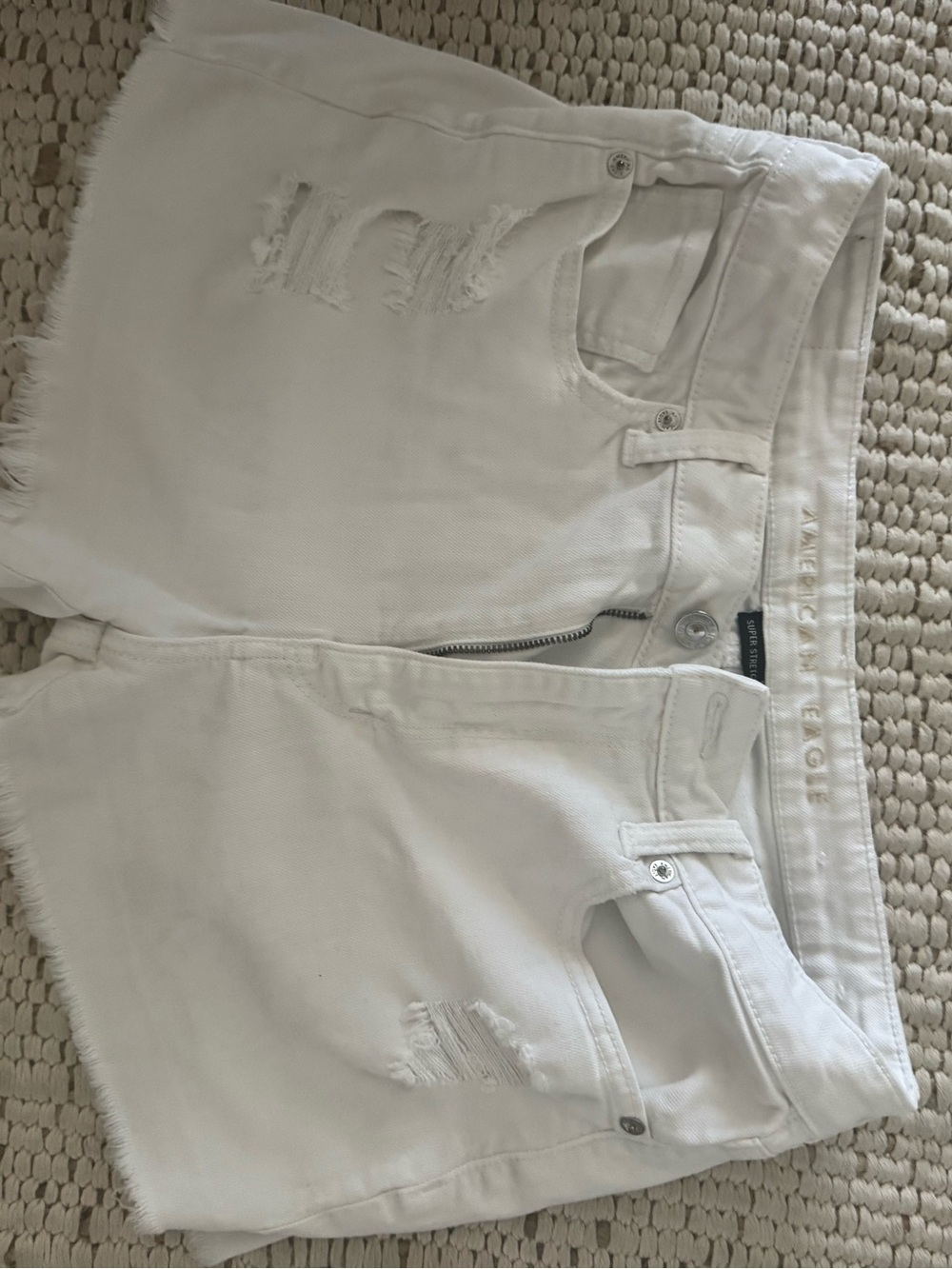 American Eagle Outfitters White Distressed Denim Cutoff Shorts